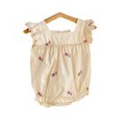 Macacão De Bebê De Algodão Bordado Com Gola De Renda E Mangas Borboleta Para Verão, Ideal Para