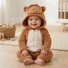Macacão De Bebê Leão peludo Com Capuz E Orelhinha Macio Macacão De Bebê Leão peludo Com Capuz E Orelhinha Macio