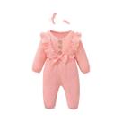 Macacão De Bebê Menina Recém-Nascida Com Manga Longa E Babados, Conjunto De Outono/Inverno Com Faixa Macacão De Bebê Menina Recém-Nascida Com Manga Longa E Babados, Conjunto De Outono/Inverno Com Faixa