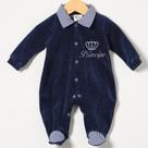 Macacão de Bebê Menino Príncipe Marinho Plush Manga Longa Macacão de Bebê Menino Príncipe Marinho Plush Manga Longa