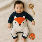 Macacão de Bebê Vira Pé Raposinha Menino Manga Longa Tam RN a 03 Meses Macacão de Bebê Vira Pé Raposinha Menino Manga Longa Tam RN a 03 Meses