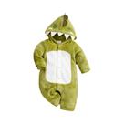 Macacão De Flanela De Dinossauro Para Bebês Meninos E Meninas, 0-18 Meses, Manga Longa Com Bordado