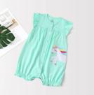 Macacão de manga curta estilo romper com unicórnio azul