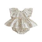 Macacão de mangas de boné floral do bebê, macacão infantil, 0-2 anos de idade, casual, verão Macacão de mangas de boné floral do bebê, macacão infantil, 0-2 anos de idade, casual, verão