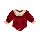 Macacão De Natal Para Bebês Meninas Com Gola De Laço Vermelho 2025, Macacão De Ano Novo, Bodysuits