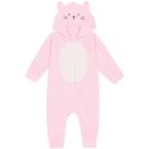 Macacão de pelo rosa bebê coração com capuz Kiko Baby