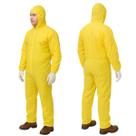Macacão De Proteção Química Amarelo Impermeável Com Capuz