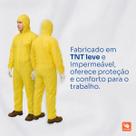 Macacão De Proteção Química Amarelo Impermeável Com Capuz