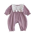 Macacão De Renda Com Laço De Manga Longa Para Bebê Menina, Moda Primavera-Outono, Acessório De Macacão De Renda Com Laço De Manga Longa Para Bebê Menina, Moda Primavera-Outono, Acessório De