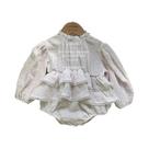 Macacão De Renda De Camada Dupla Para Bebês Recém-nascidos, Manga Comprida, Vestido Tutu De Tule,