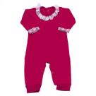 Macacão de Renda para Bebê Menina Pink 100% Algodão Macio Antialérgico Enxoval