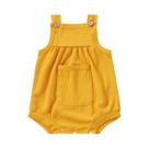 Macacão De Verão Para Bebês Meninas Com Alças Triangulares Em Cor Sólida Com Bolsos