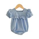 Macacão De Verão Para Bebês Meninas Com Estampa Quadriculada, Vestido De Princesa Com Mangas Curtas Macacão De Verão Para Bebês Meninas Com Estampa Quadriculada, Vestido De Princesa Com Mangas Curtas