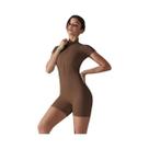 Macacão De Yoga Feminino De Verão Com Manga Curta E Zíper, Shorts Justos Para Fitness E Dança