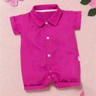 Macacão Estilo Social para Bebês Meninas Pink Elegance Linho