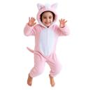 Macacão Fantasia Infantil Rosa de Pelúcia com Capuz Meninas
