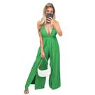 Macacão Feminina Longo Pantalona Alcinha Decote V