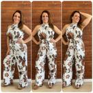 Macacão Feminino em Crepe de Poliéster não amassa Frente Única Vanusa