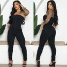 Macacão Feminino Jeans Com Lycra sem alça Levanta Bumbum