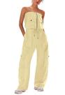 Macacão feminino LAMISSCHE, calça cargo sem alças, amarelo claro