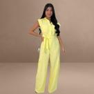 Macacão Feminino Linho Sem Manga com Cinto Moda Verão Macacão Feminino Linho Sem Manga com Cinto Moda Verão