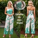 Macacão Feminino Longo elegante alça dupla regulável luxo primavera verão