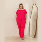Macacão Feminino Longo Manga Curta Verão Plus Size Macacão Feminino Longo Manga Curta Verão Plus Size