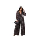 Macacão Feminino Manga Longa Cinto Premium Festa Casamento Macacão Feminino Manga Longa Cinto Premium Festa Casamento