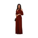 Macacão Feminino plus Size Com Decote Em V E Ombros Descobertos, Calças Largas Soltas Para Primavera