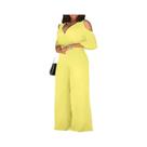 Macacão Feminino plus Size Com Decote Em V E Ombros Descobertos, Calças Largas Soltas Para Primavera Macacão Feminino plus Size Com Decote Em V E Ombros Descobertos, Calças Largas Soltas Para Primavera