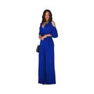 Macacão Feminino plus Size Com Decote Em V E Ombros Descobertos, Calças Largas Soltas Para Primavera