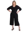 Macacão Feminino Plus Size Mangas 3/4 Secret Glam Azul