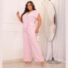 Macacão Feminino Plus Size Pantalona Longo Rosa Claro Decote V Manga Curta Tamanho G1 46 ao 50 Moda Macacão Feminino Plus Size Pantalona Longo Rosa Claro Decote V Manga Curta Tamanho G1 46 ao 50 Moda