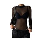 Macacão Feminino Preto Transparente Com Costas Vazadas E Recortes, Sexy Para O Verão E Balada
