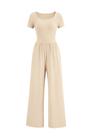 Macacão Feminino PRETTYGARDEN Decote Quadrado Pantalona XS Bege