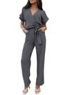 Macacão Feminino PRETTYGARDEN Transpassado Decote V com Cinto XL