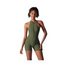 Macacão Feminino Sem Costas Com Zíper Frontal E Detalhe Franzido Para Treino, Academia, Yoga E Macacão Feminino Sem Costas Com Zíper Frontal E Detalhe Franzido Para Treino, Academia, Yoga E