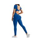 Macacão Feminino Sem Costura Com Decote U E Manga Curta Para Fitness, Academia E Yoga Com Efeito