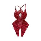 Macacão Feminino Sensual Com Costas Vazadas E Alças, Decote V Profundo, Renda Transparente E Laço,