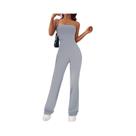 Macacão Feminino Slim Fit Com Corset, Cor Sólida, Calças Flare Que Levantam O Bumbum, Peça Única Da