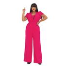 Macacão Feminino Social Pantalona Longo Manga Curta Elegante Perna Larga Verão Confortável Moda Macacão Feminino Social Pantalona Longo Manga Curta Elegante Perna Larga Verão Confortável Moda