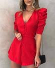 Macacao Feminino Vermelho Tamanho P
