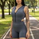 Macacão Fitness Curto Feminino Texturizado - Enfim