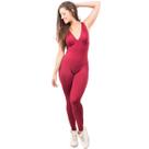 Macacão Fitness Longo Suplex Liso Com Bojo Feminino