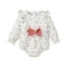 Macacão Floral De Manga Comprida Para Bebês Meninas Com Laço Para Recém-nascidos De 18 Meses, Roupa Macacão Floral De Manga Comprida Para Bebês Meninas Com Laço Para Recém-nascidos De 18 Meses, Roupa