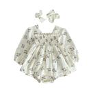 Macacão Floral de Outono para Bebês - Com Faixa de Cabeça e Estilo Ins Macacão Floral de Outono para Bebês - Com Faixa de Cabeça e Estilo Ins