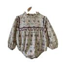 Macacão Floral De Primavera Com Renda E Manga Longa Para Bebê Menina, Bodysuit Vintage Para Bebês