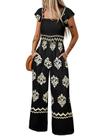 Macacão Happy Sailed Black Boho com estampa gráfica para mulheres Macacão Happy Sailed Black Boho com estampa gráfica para mulheres