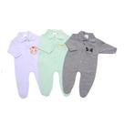 Macacão Infantil de bebe com pé em malha Kit 2 Peças