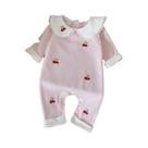 Macacão Infantil De Manga Comprida Com Estampa De Cereja De Outono, Roupa Infantil De 0 a 18 Meses